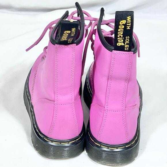 Dr. Martens Zavala Lace Up Combat Pink Leather Boots Women 8 LA004 Used - Picture 4 of 11